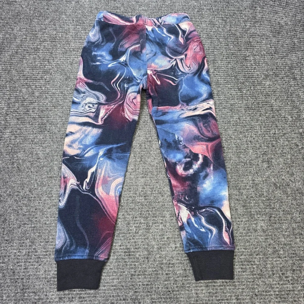 Abercrombie Marble Swirl Fleece Joggers Boy's Size 7/8 Blue Purple Elastic Waist